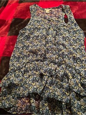 Blue Floral Tiered Tank Dress